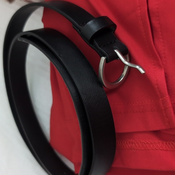 Cherry Red Pencil Skirt + Black Belt - Picture 2 of 8